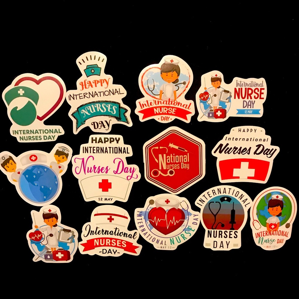 International nurses day water and computer stickers
